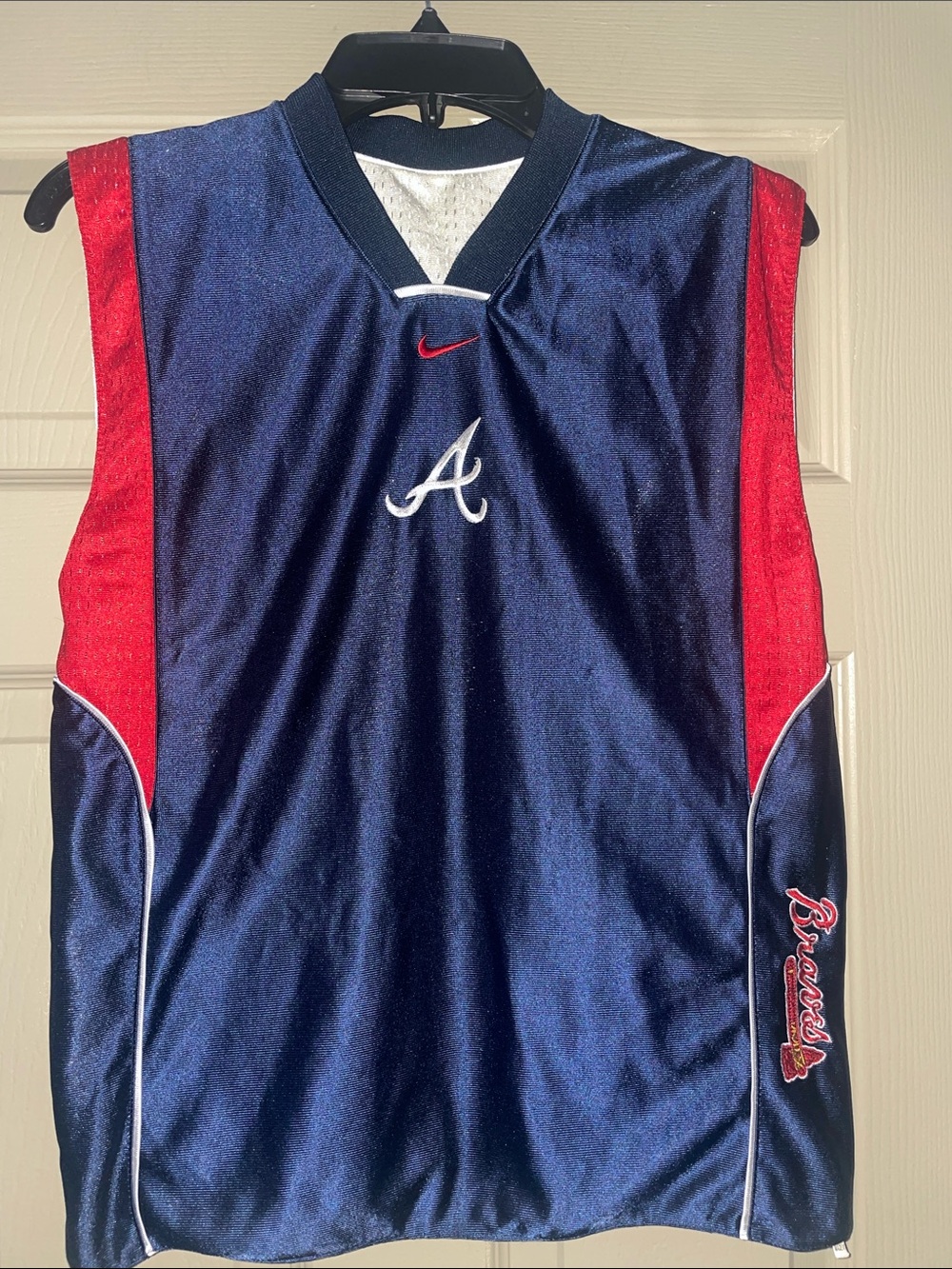 Youth 12-14 Nike Reversible Atlanta Braves Sleeveless Jersey - Navy/Red/White